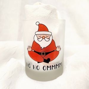 Culver Christmas Ho Ho Ommmm Santa Frosted Double Old Fashioned Glass 13.5 oz